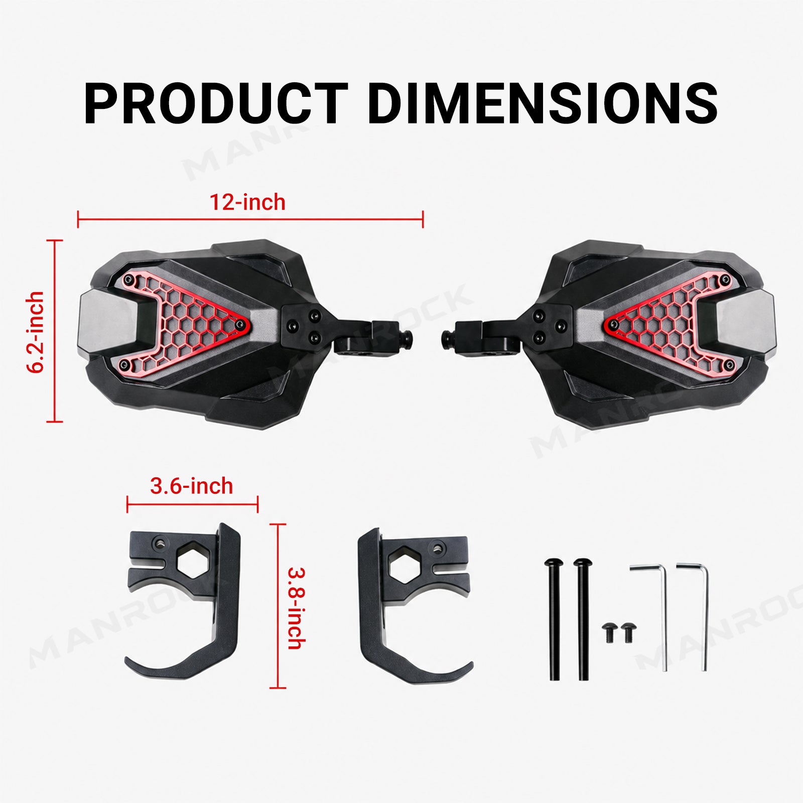 UTV Side Mirrors Rear View Mirrors Universal for Can-Am Maverick X3 / Polaris RZR, Fits 1.5-2 Inch Roll Cage