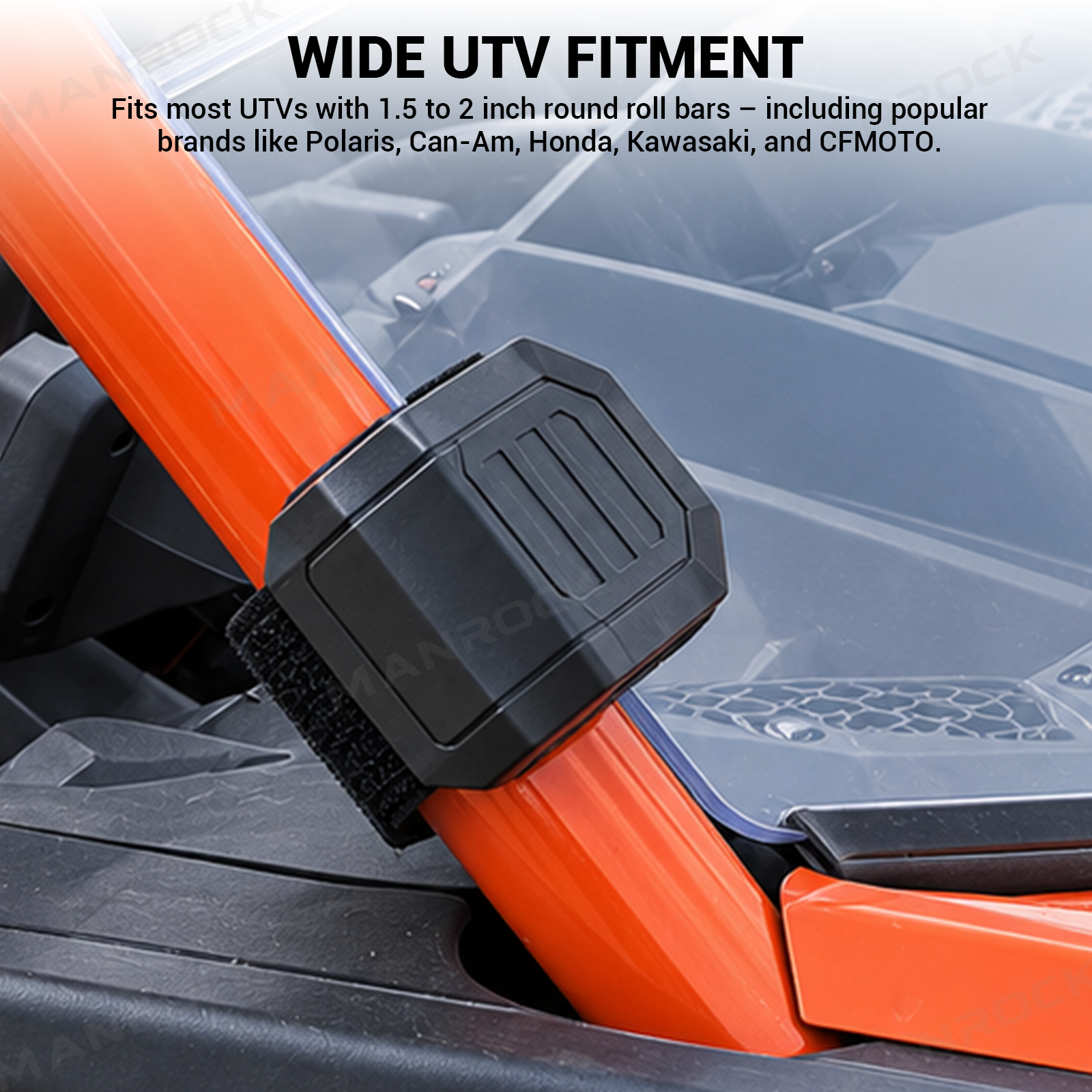 UTV Windshield Clamps Quick Release Mounting Straps 2PCS Universal Fit for 1.5"-2" Round Roll Bars