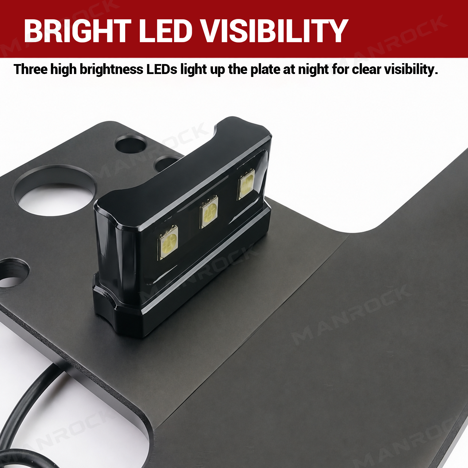 LED License Plate Holder with Light License Plate Bracket Universal Fit for UTV / ATV