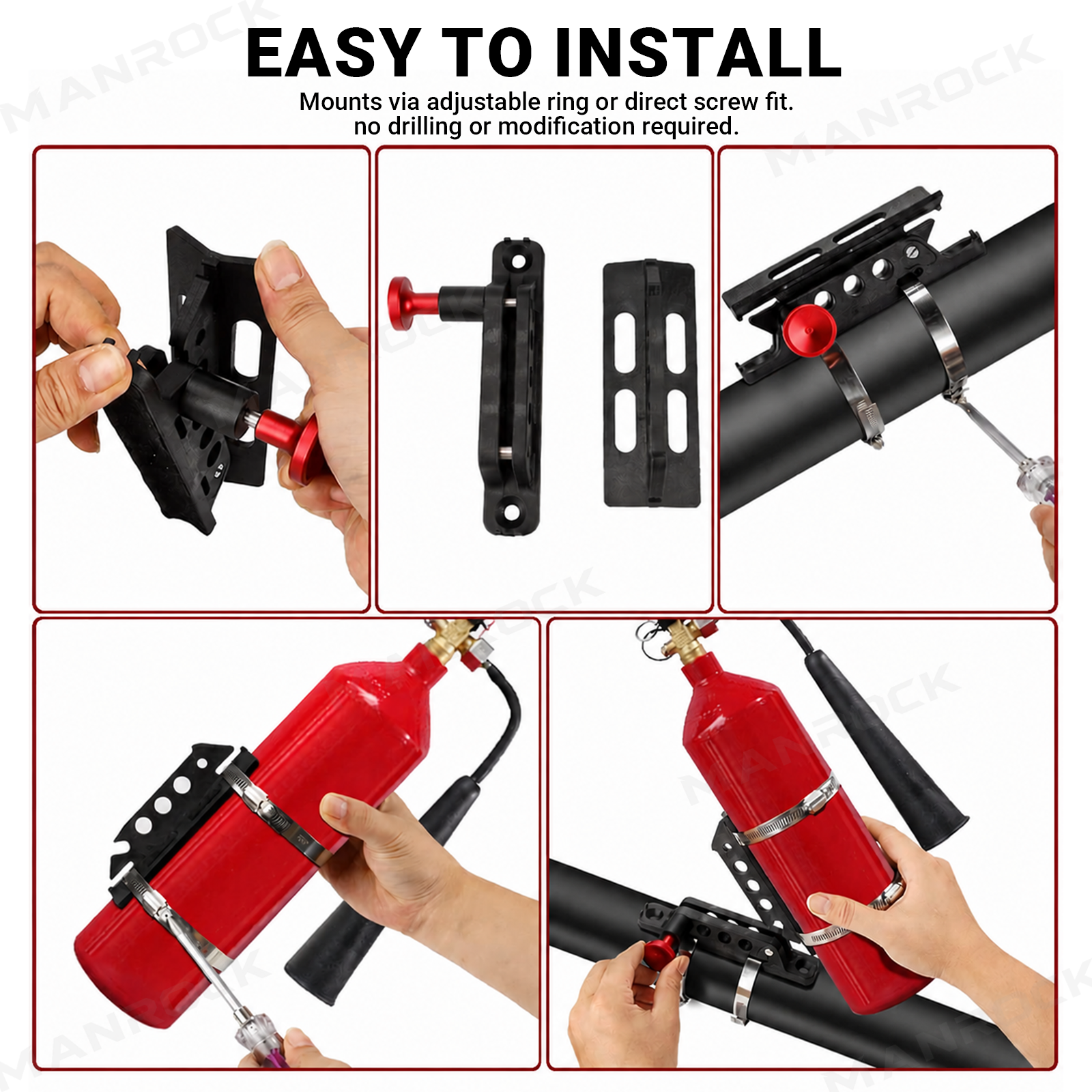 Fire Extinguisher Mount Quick Release Roll Cage Fire Extinguisher Holder Universal Fit for UTV / ATV