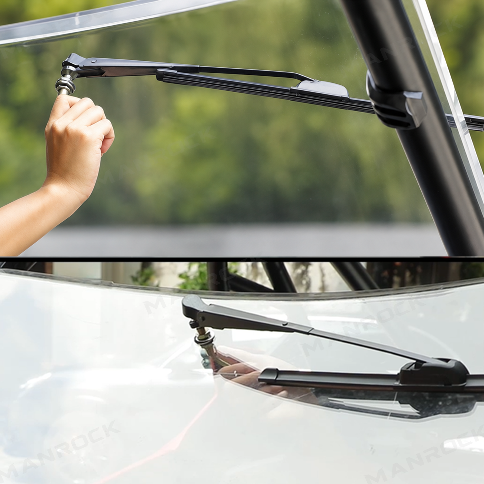 UTV Windshield Wiper Kit Manual Wiper Blade Universal Fit for Polaris / Can-Am