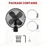 UTV 12V 8" Cooling Fans Adjustable Overhead Fans Universal Fit for 1.57"-2.48" Roll Bars