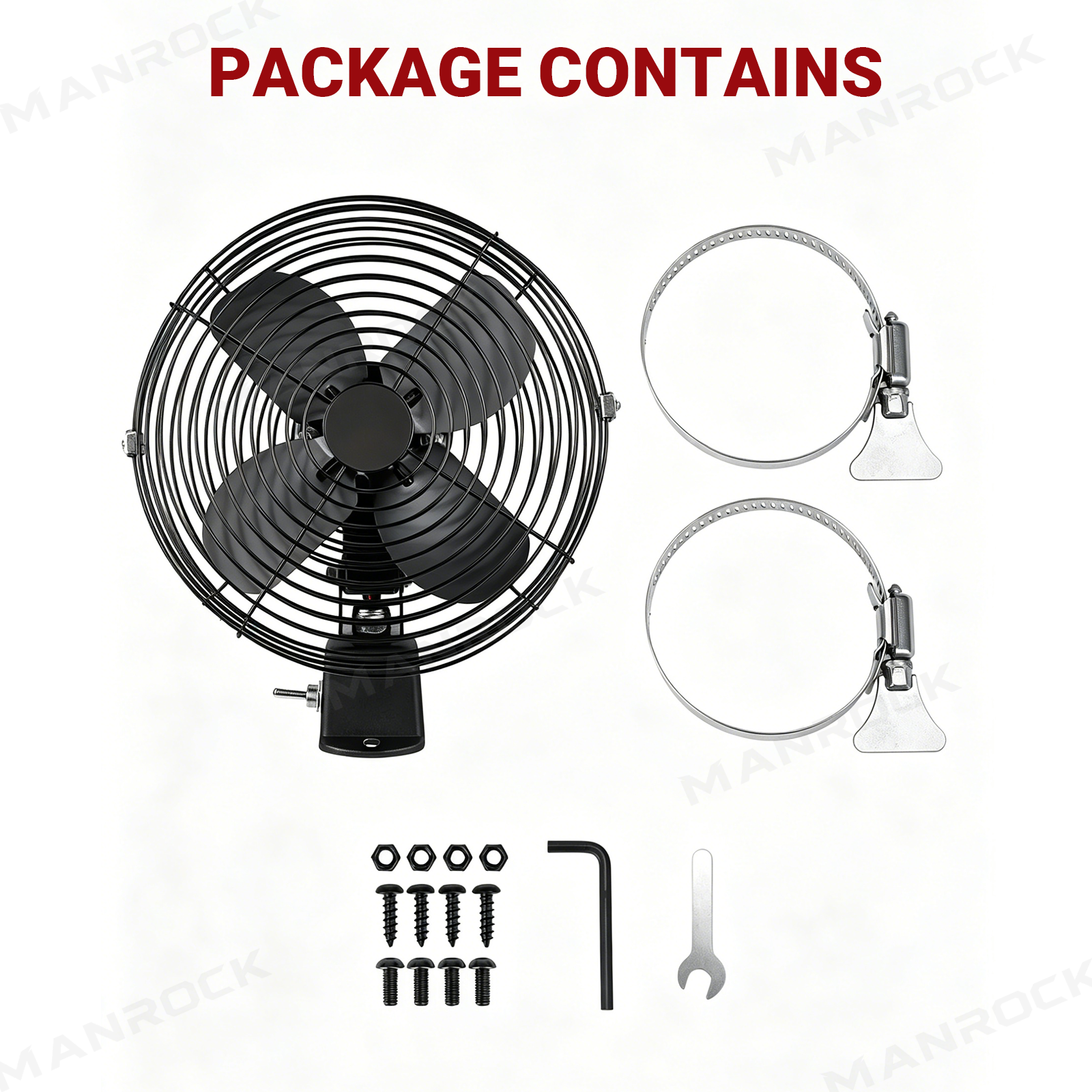 UTV 12V 8" Cooling Fans Adjustable Overhead Fans Universal Fit for 1.57"-2.48" Roll Bars