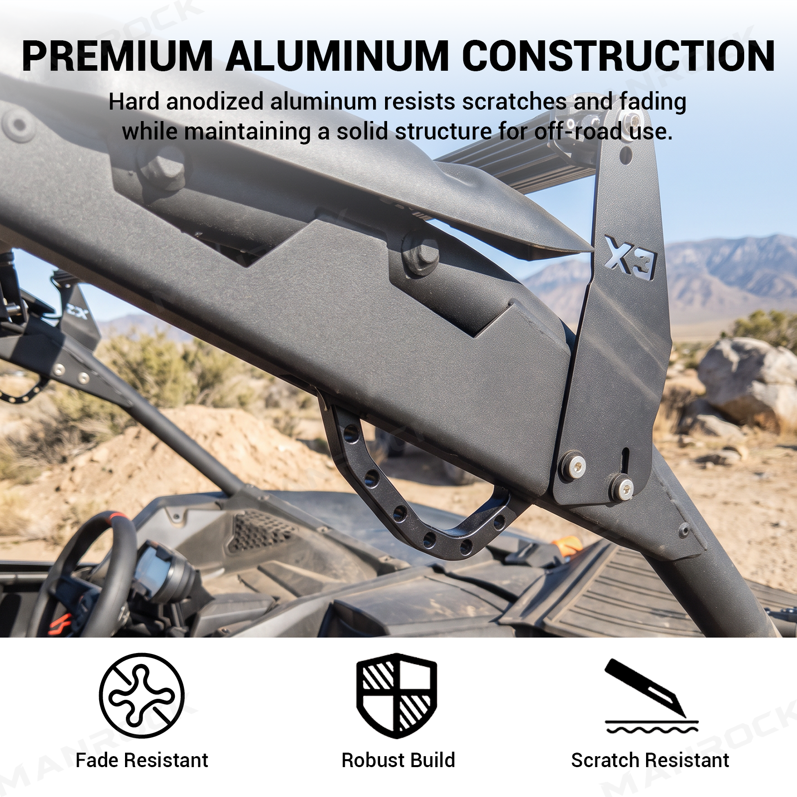 UTV A-Pillar Grab Handle Aluminum Roll Bar Assist Handle 2PCS for Can-Am Maverick X3 / X3 Max