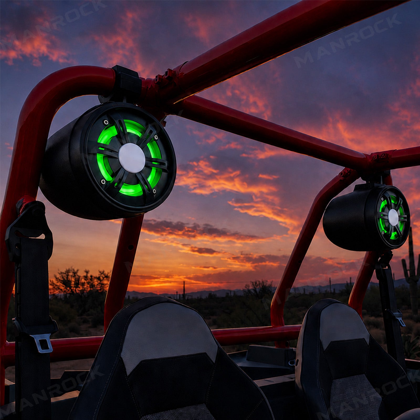 4" Marine Tower Speakers Bluetooth Roll Cage Speakers with RGB Lights 2PCS Universal Fit for UTV / ATV