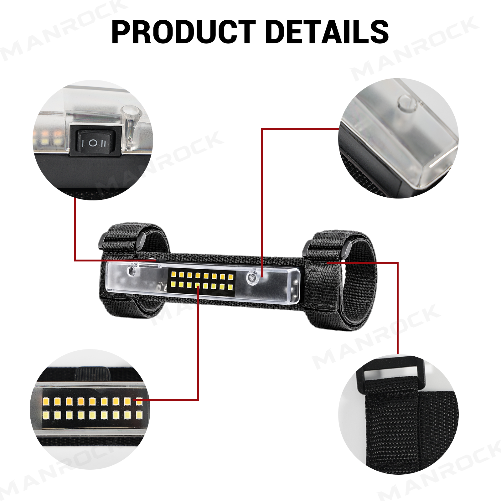 UTV ATV Dome Light Roll Bar Mount Interior LED Lights, Universal Fit for 1.5"–4" Roll Bars