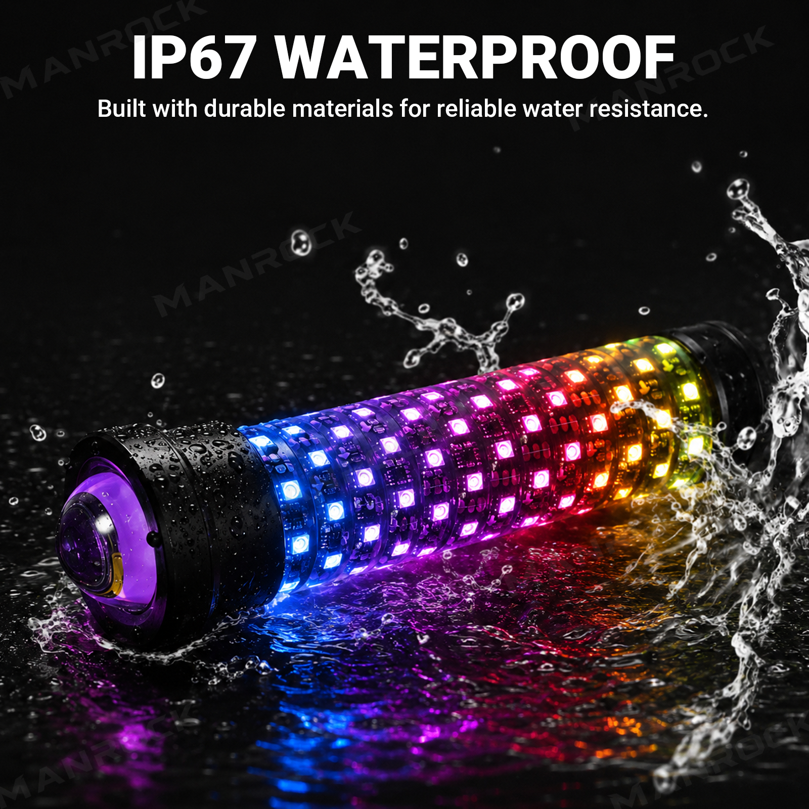 UTV ATV Laser LED Whip Lights RGB Whipless Flag Pole Light with Turn Signals 2PCS Universal Fit for 1.75"- 2" Roll Bars