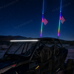 UTV ATV Laser LED Whip Lights RGB Whipless Flag Pole Light with Turn Signals 2PCS Universal Fit for 1.75"- 2" Roll Bars
