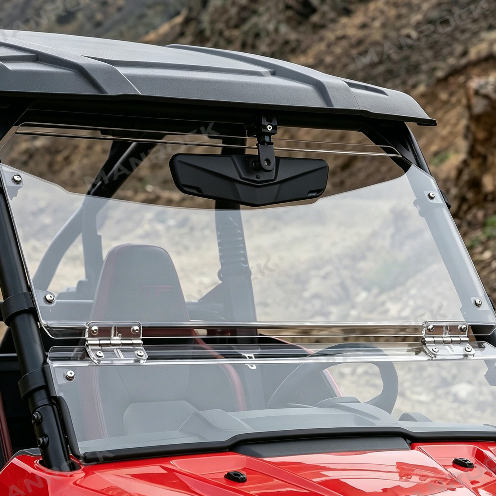 Adjustable Center Rearview Mirror for Polaris/ Can-Am/ UTV /ATV,  Universal Fit for 1.5"–2" Roll Bars