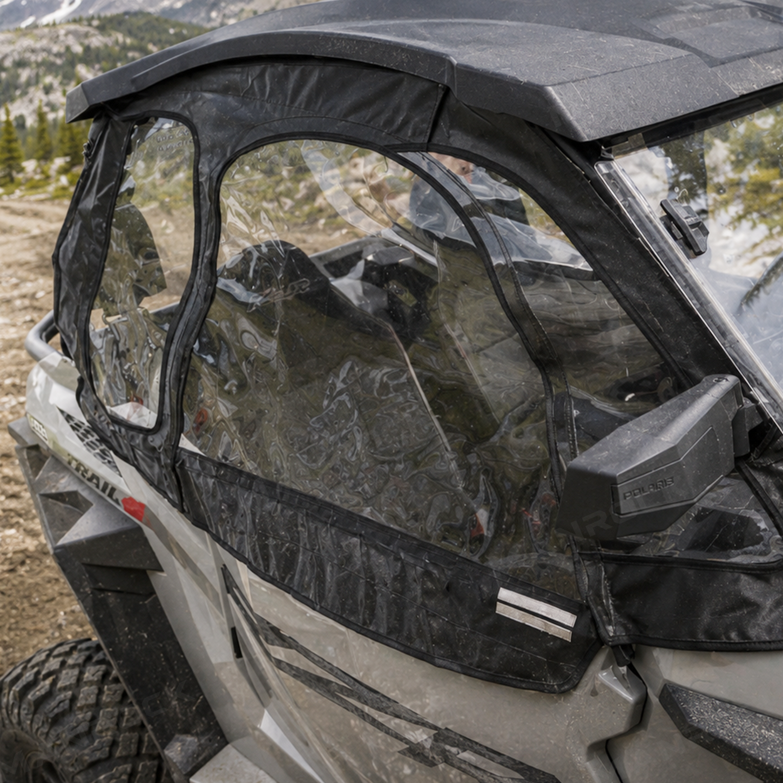 UTV Soft Cab Enclosure Upper Doors with Zipper Side Windows 2PCS for Polaris RZR