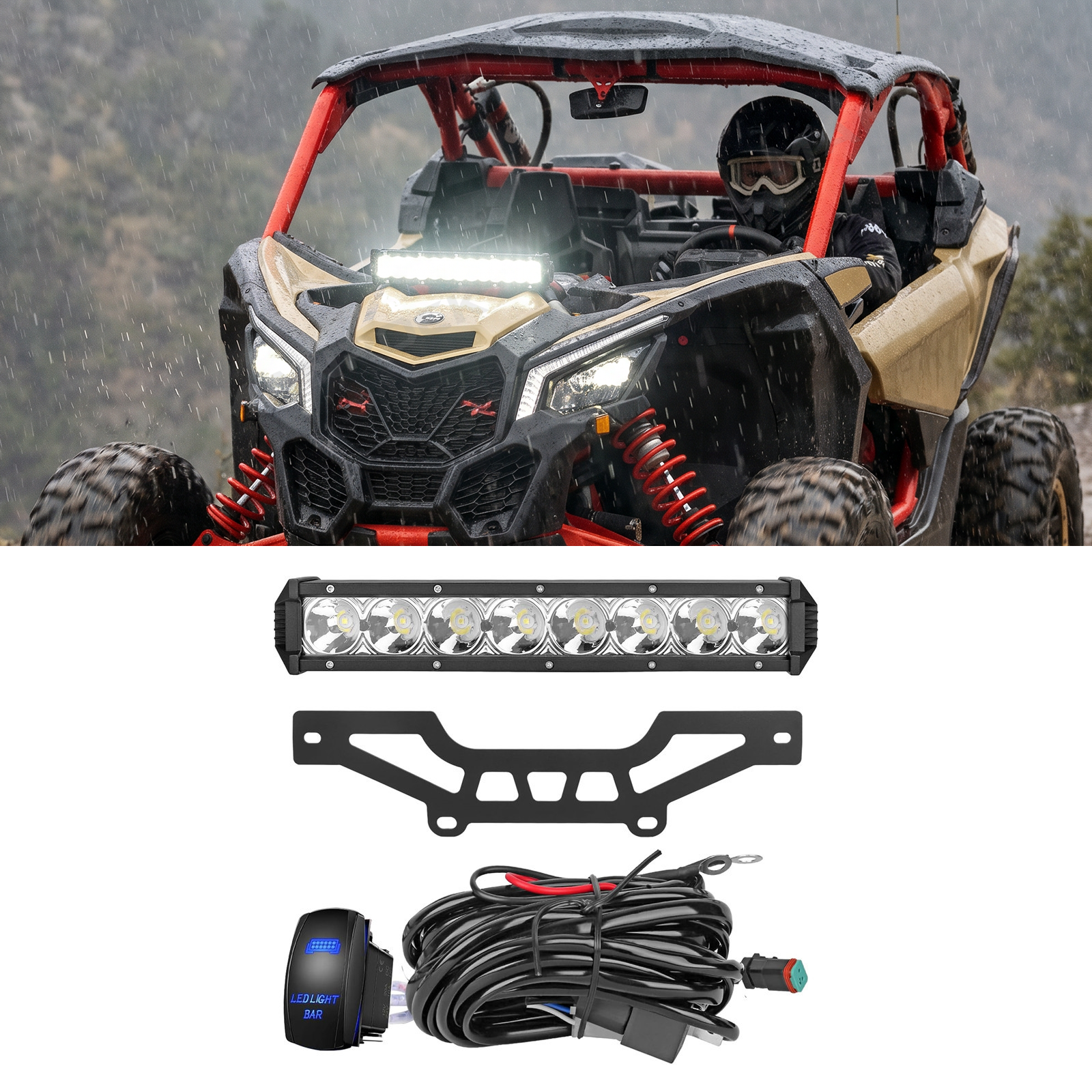 UTV LED Shock Tower Light Bar with Mount Bracket Spotlight for Can-Am Maverick X3