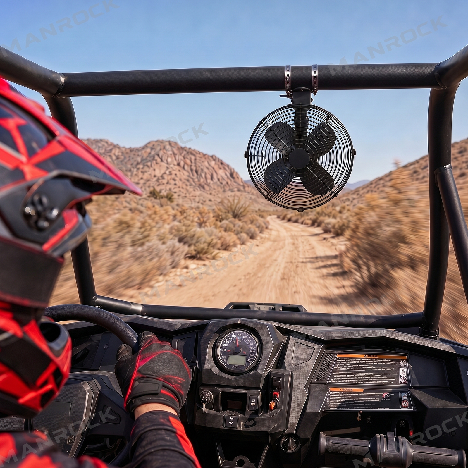 UTV 12V 8" Cooling Fans Adjustable Overhead Fans Universal Fit for 1.57"-2.48" Roll Bars
