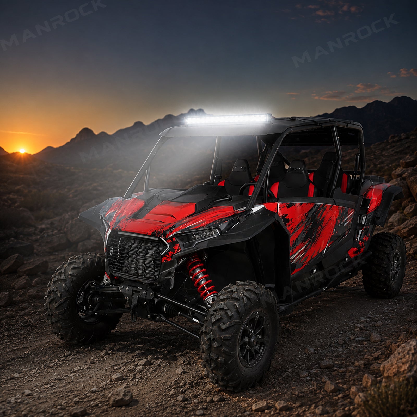 Manrock UTV 31" LED Light Bar with White DRL Spot Flood Combo Beam Universal Fit for 1.5"-2" Roll Bars