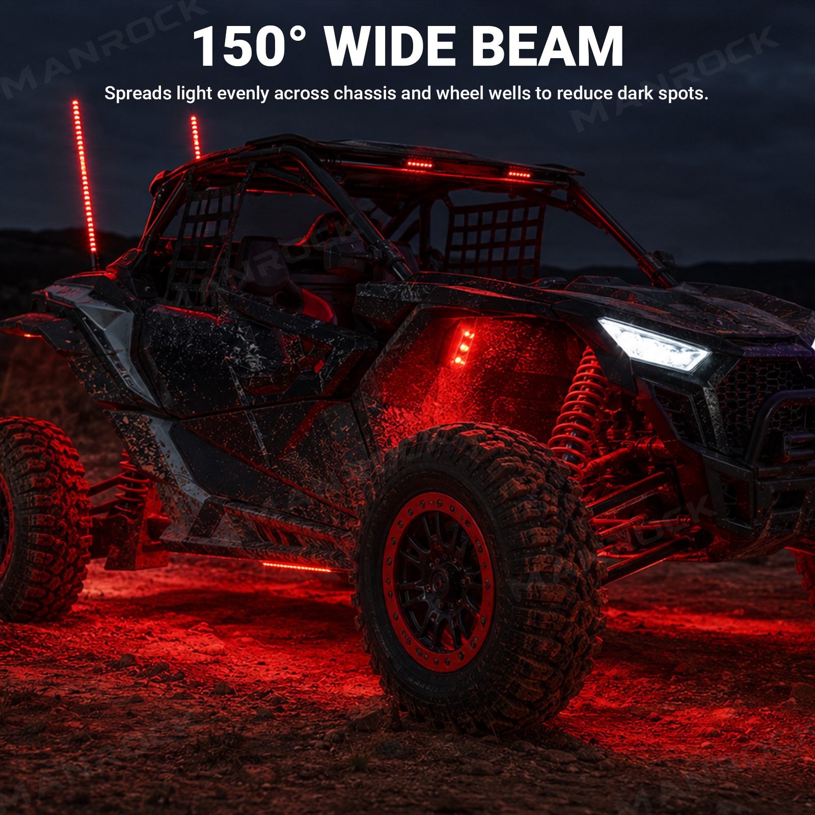 UTV ATV LED Rock Lights RGB Underglow Lights Wheel Well Lights Universal Fit for Polaris / Can-Am / Honda / Kawasaki / CFMOTO