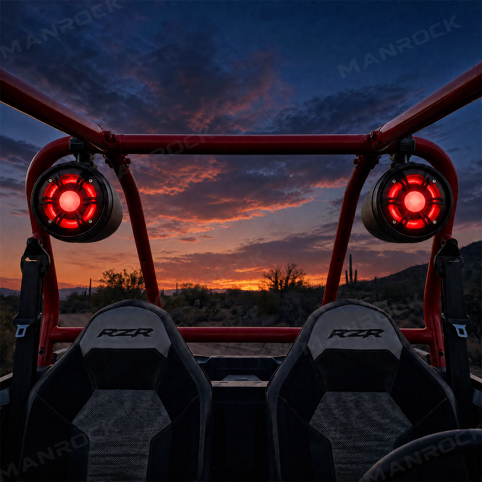 4" Marine Tower Speakers Bluetooth Roll Cage Speakers with RGB Lights 2PCS Universal Fit for UTV / ATV