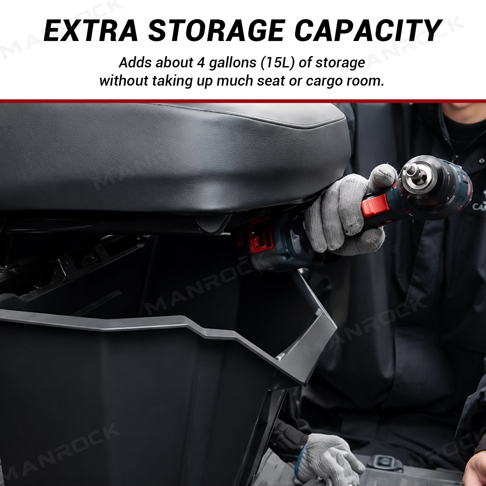 Under Seat Storage Box 4 Gal Driver Seat Organizer for Can-Am Defender