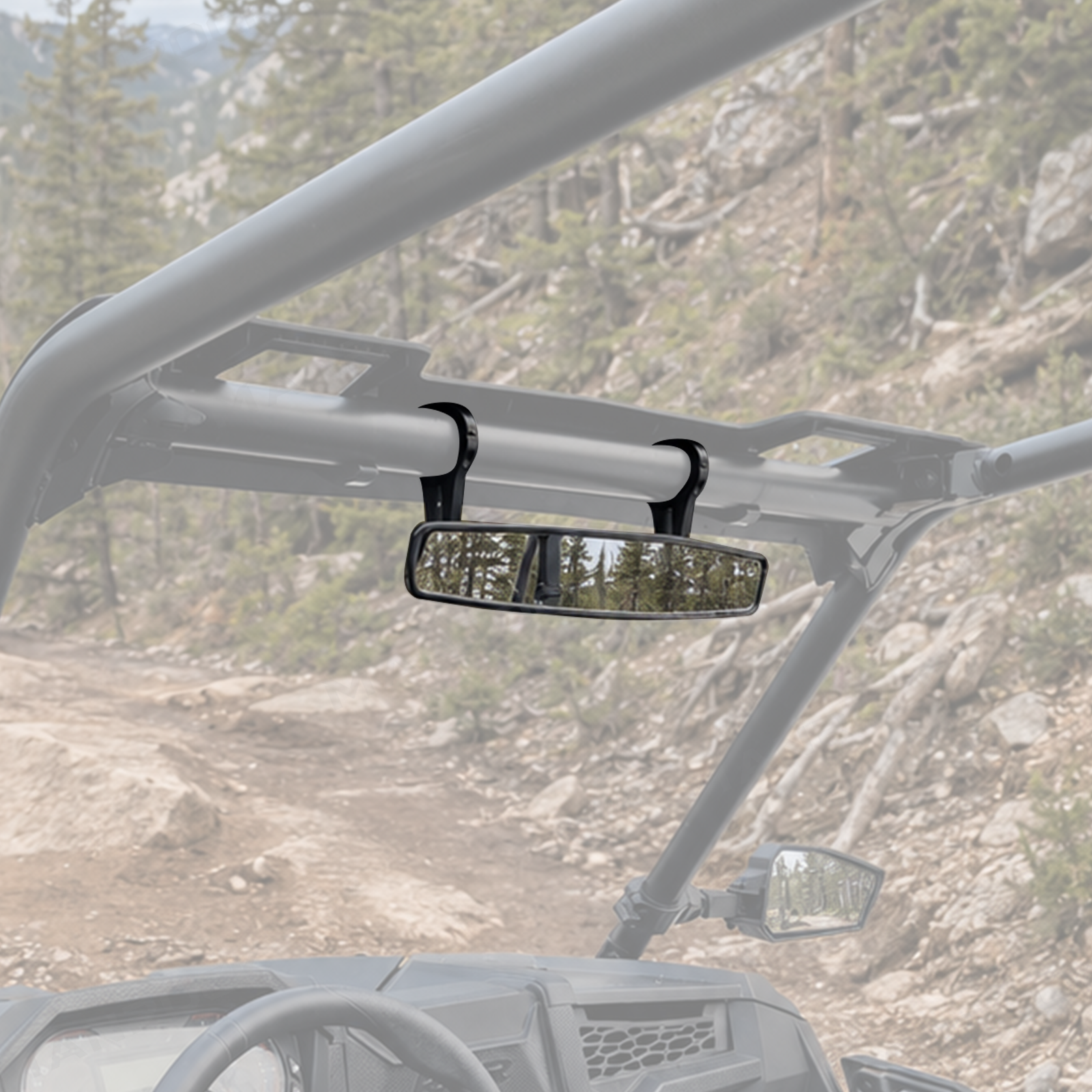 UTV Rear View Mirror Center Mirror for 1.5"-2" Roll Cage Universal Fit for Polaris / Can-Am  / Honda / Kawasaki / CFMOTO