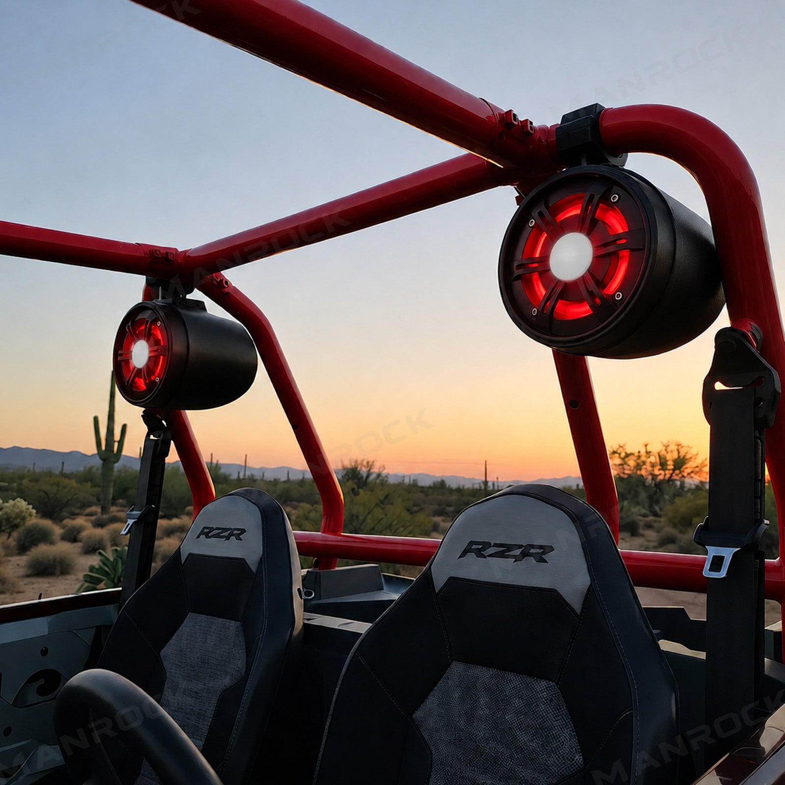 4" Marine Tower Speakers Bluetooth Roll Cage Speakers with RGB Lights 2PCS Universal Fit for UTV / ATV