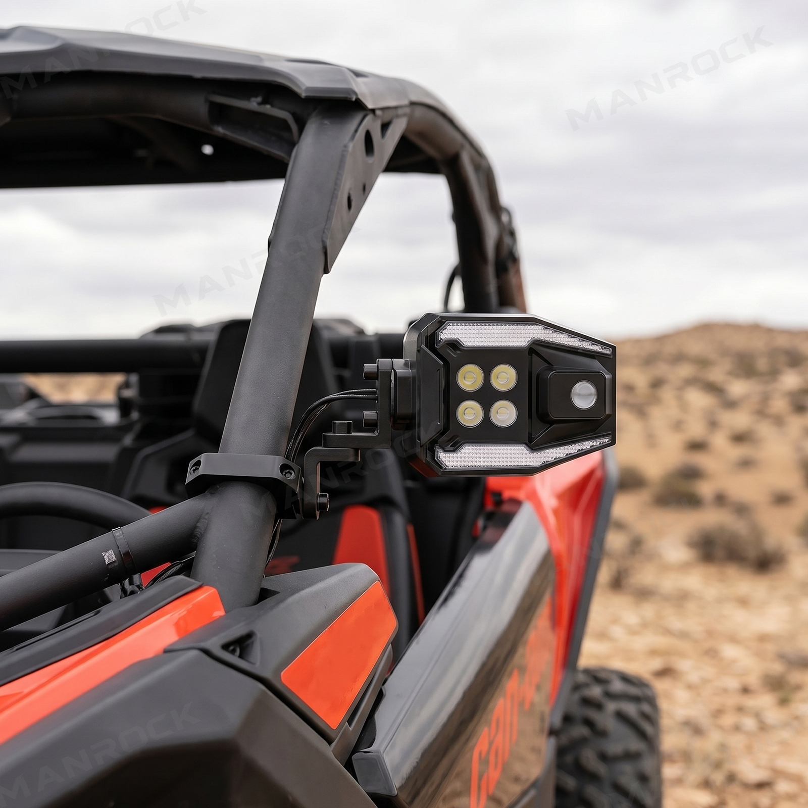 UTV ATV Side View Mirrors with Turn Signal Light + DRL, Universal Fit for 1.75"–2" Roll Bars