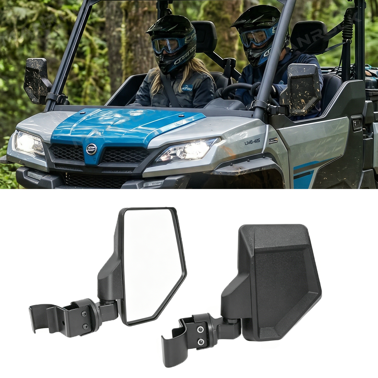 UTV Adjustable Rear Side View Mirrors with 360° Rotation & Telescopic Extension For Polaris / Can-Am / CFMOTO