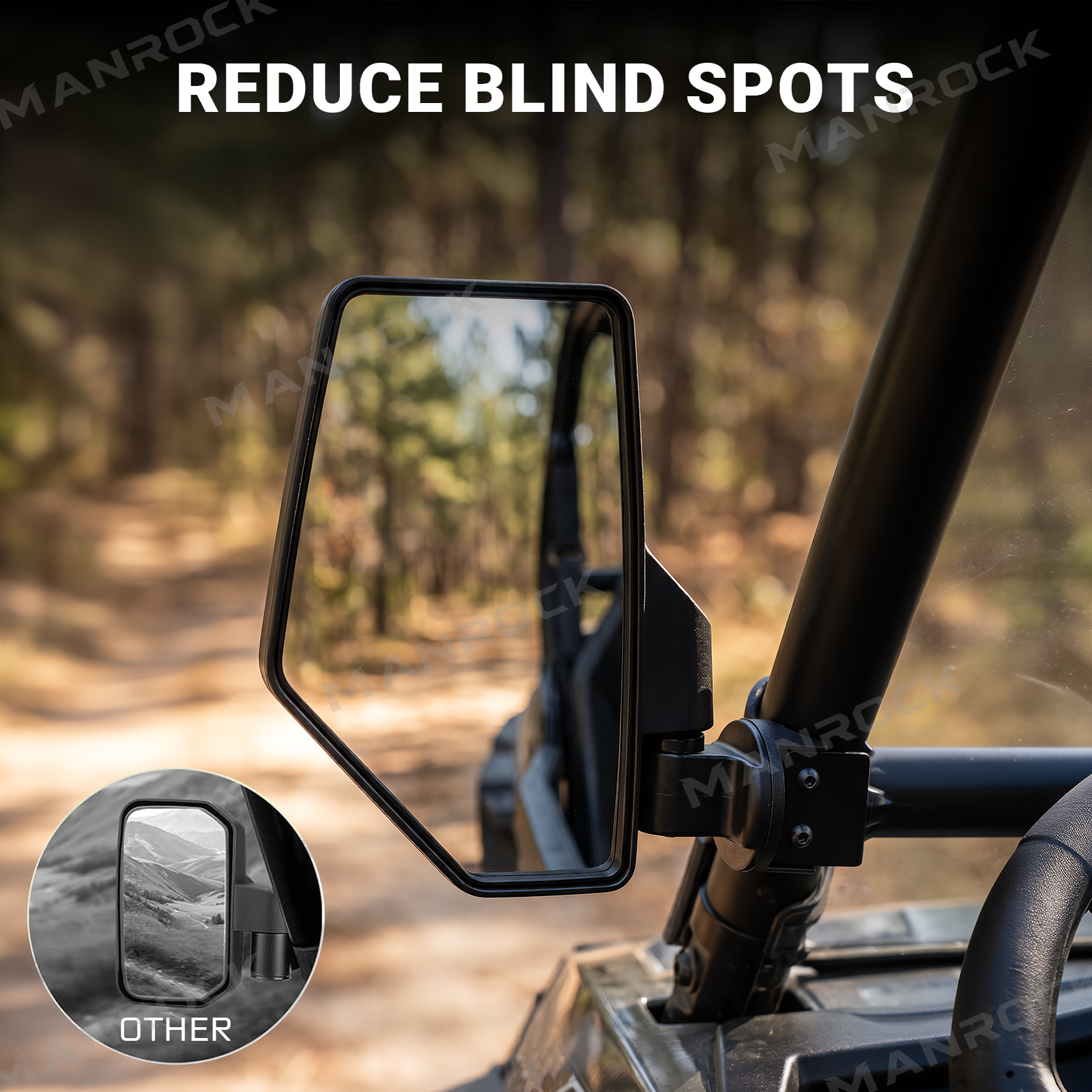 UTV Adjustable Rear Side View Mirrors with 360° Rotation & Telescopic Extension For Polaris / Can-Am / CFMOTO