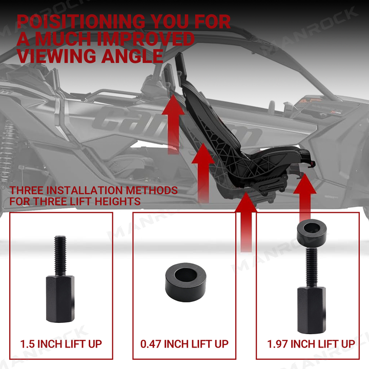 UTV Seat Riser Kit Adjustable Seat Lift Spacer 4PCS for Can-Am Maverick X3 / X3 Max