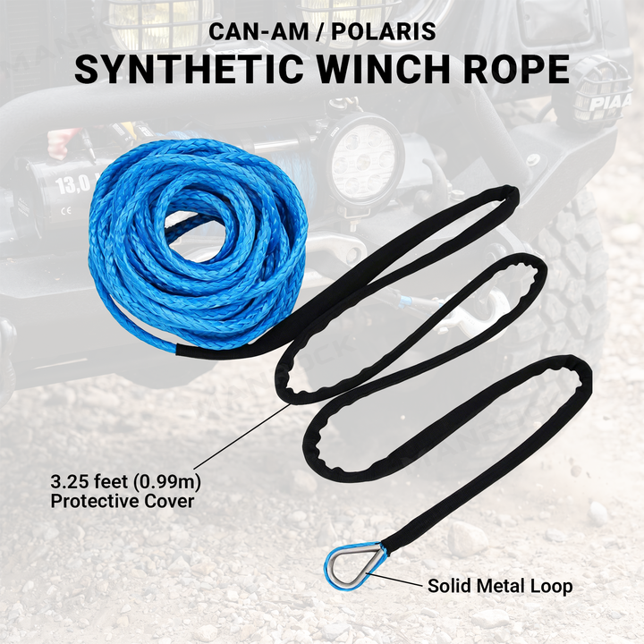 Synthetic Winch Rope Line Cable 1/4" × 50 Ft Universal Fit for UTV / ATV