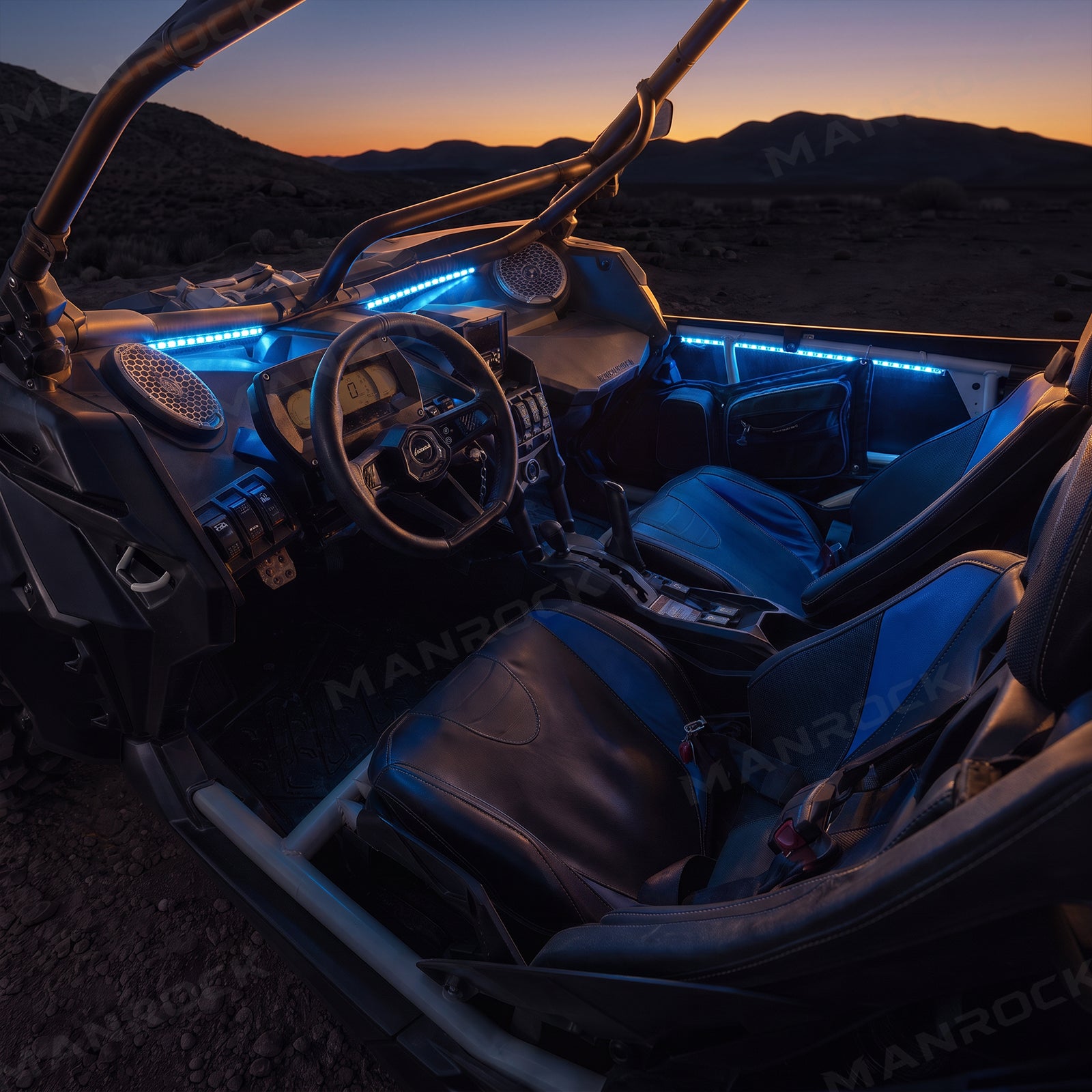 Manrock RGB Interior Light Strips LED Accent Lighting Kit Universal Fit for UTV / ATV