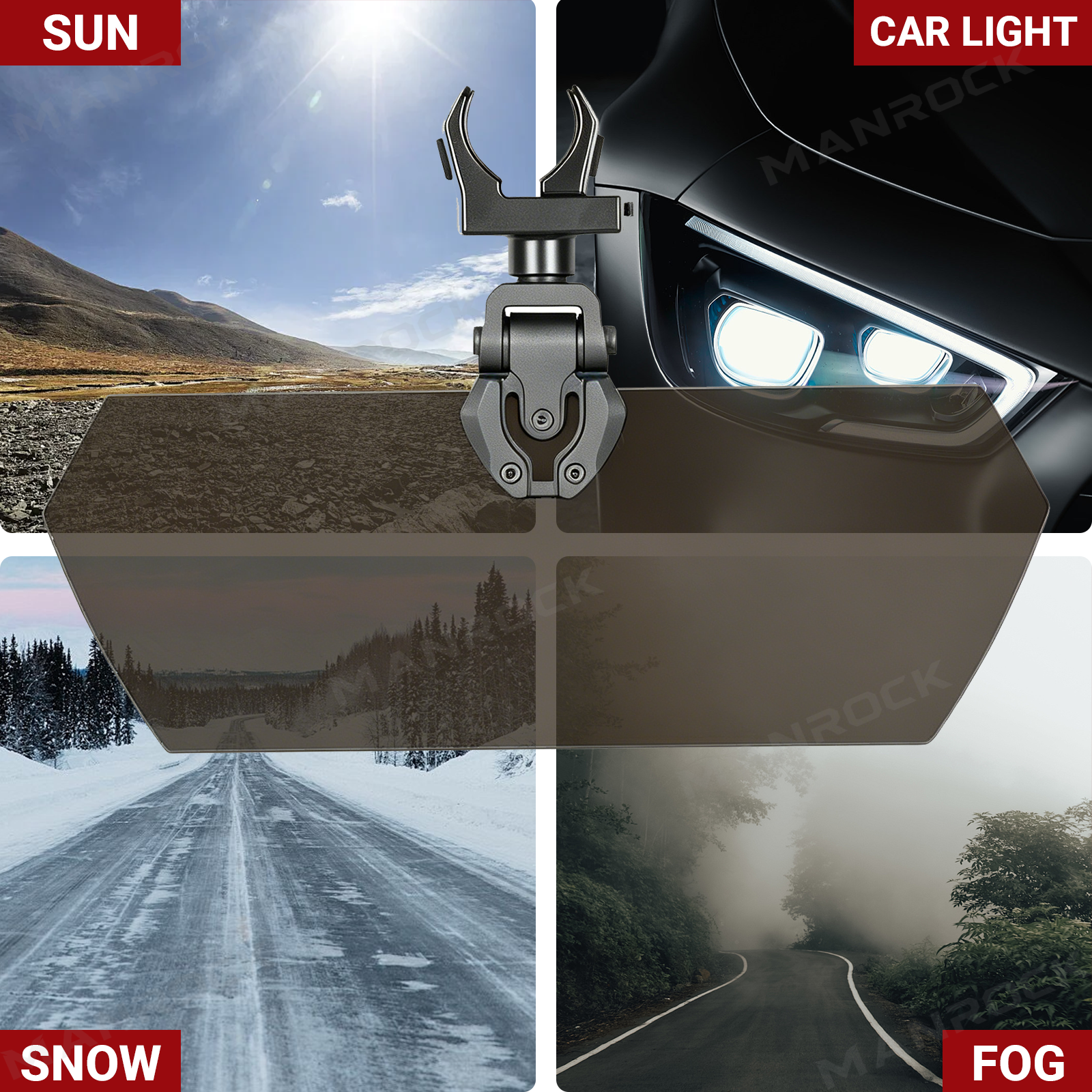 UTV Sun Visor Foldable Anti-Glare Sun Shade Universal Fit for 1.5"-2" Roll Bars