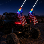 UTV ATV Laser LED Whip Lights RGB Whipless Flag Pole Light with Turn Signals 2PCS Universal Fit for 1.75"- 2" Roll Bars
