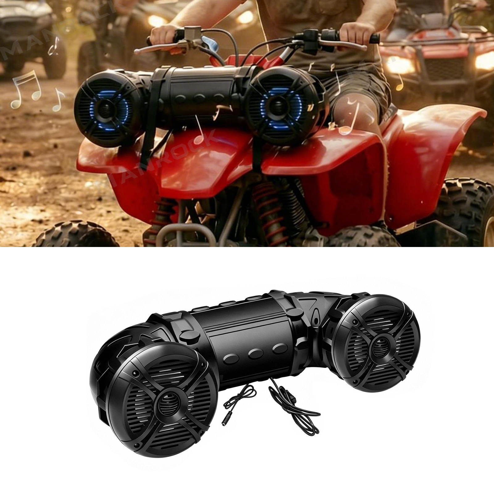 ATV/UTV 6.5‘’ Sound Bar 20 RGB Light Modes Speaker Sound System with Powerful Tweeters