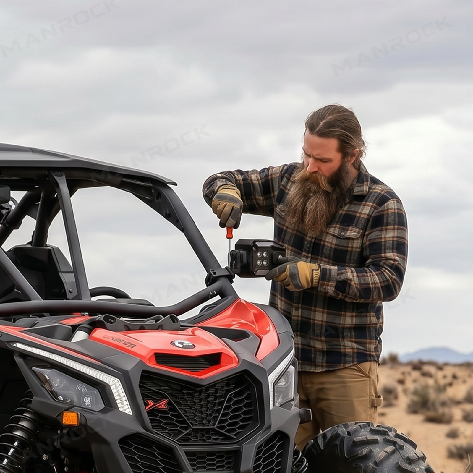 UTV ATV Side View Mirrors with Turn Signal Light + DRL, Universal Fit for 1.75"–2" Roll Bars