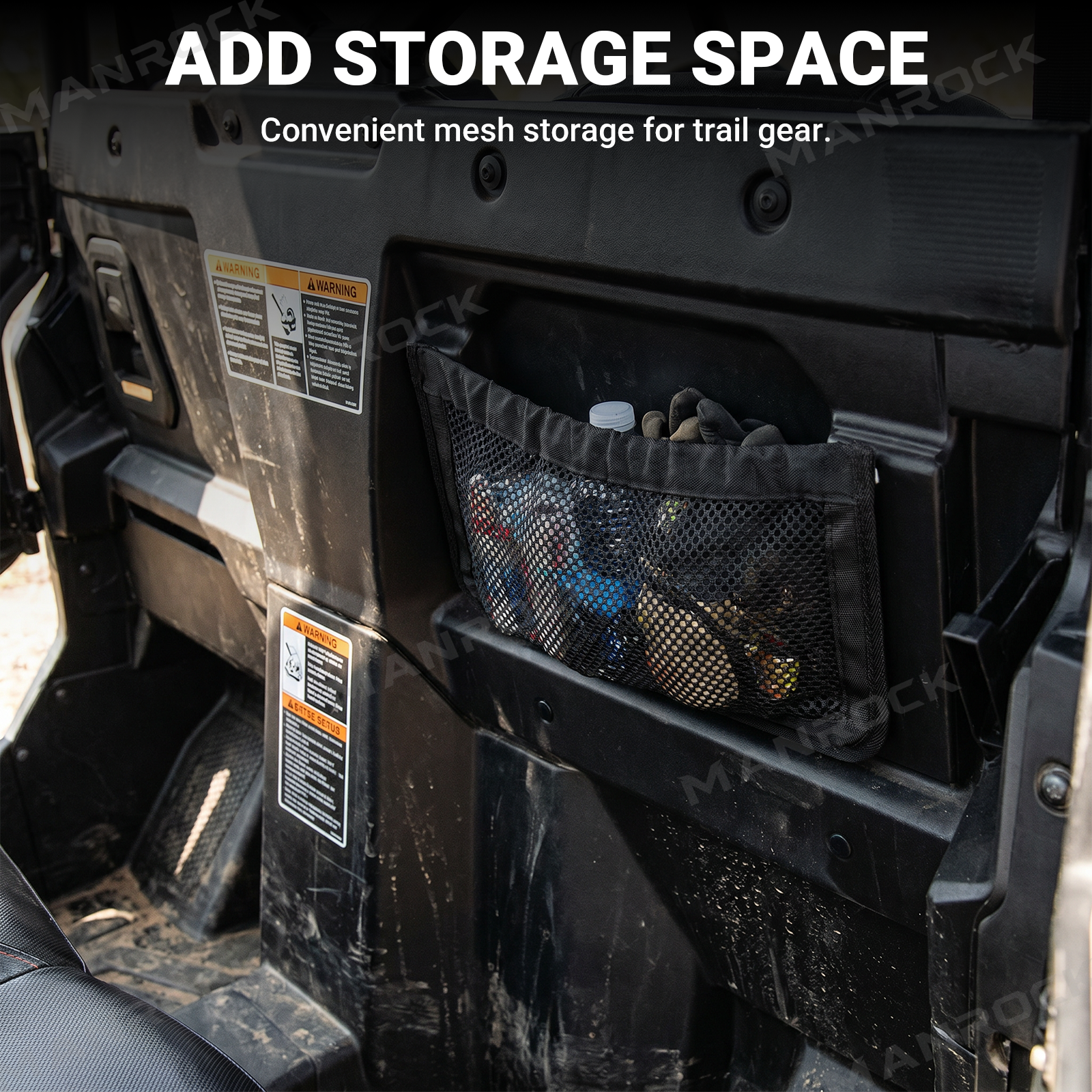 UTV Rear Backrest Storage Nets Backseat Organizer 2PCS for Can-Am Defender Max