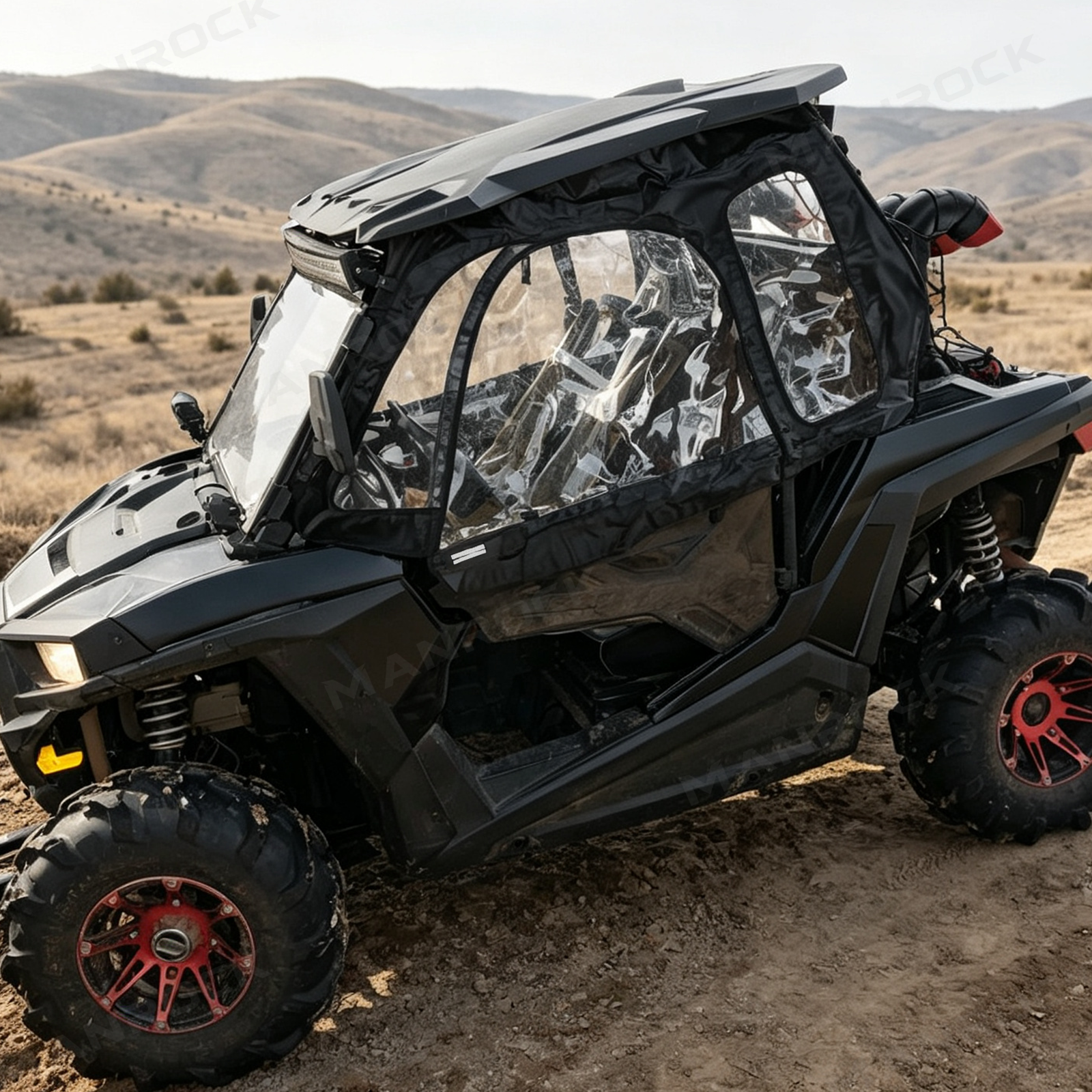 UTV Soft Cab Enclosure Upper Doors with Zipper Side Windows 2PCS for Polaris RZR