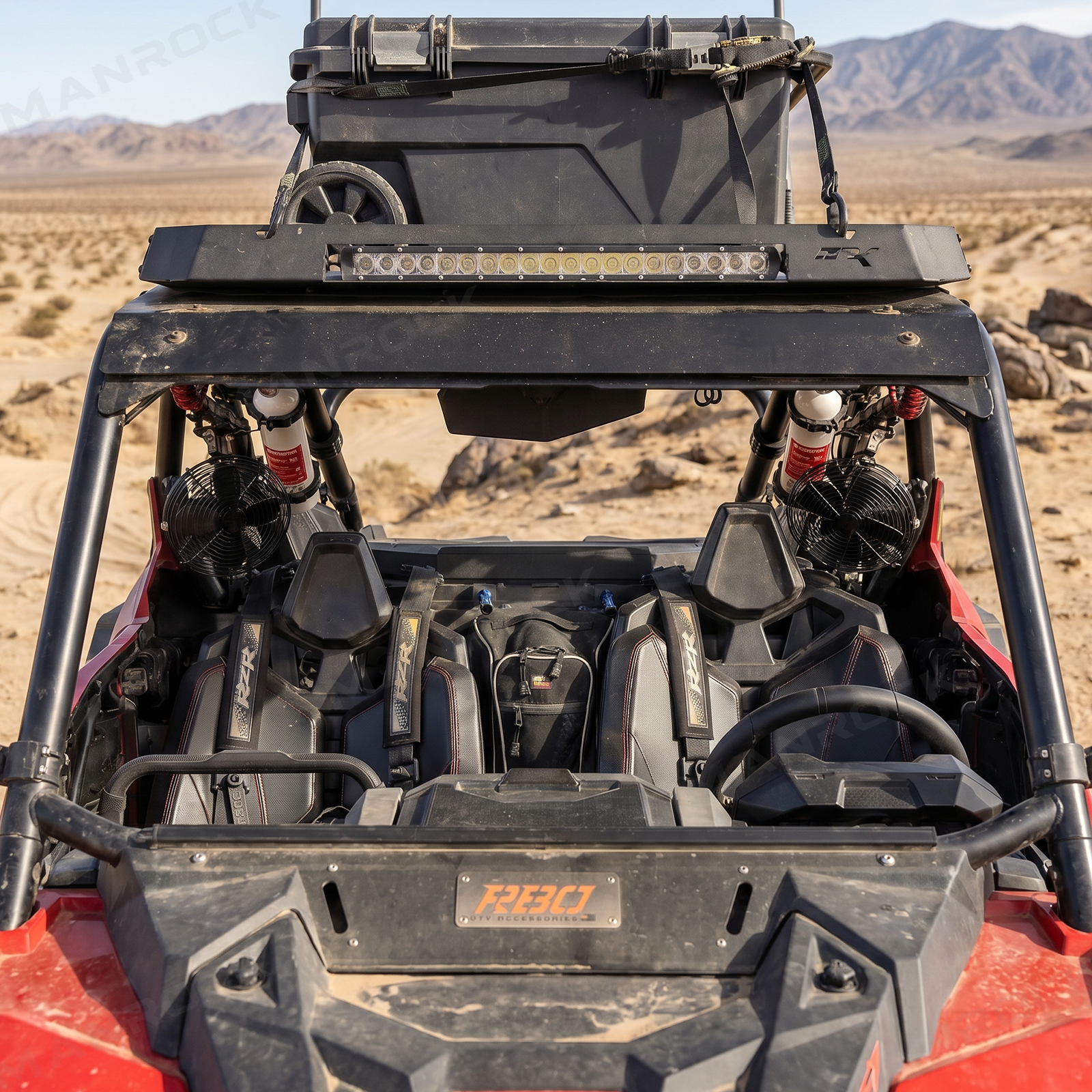 UTV 12V 8" Cooling Fans Adjustable Overhead Fans Universal Fit for 1.57"-2.48" Roll Bars