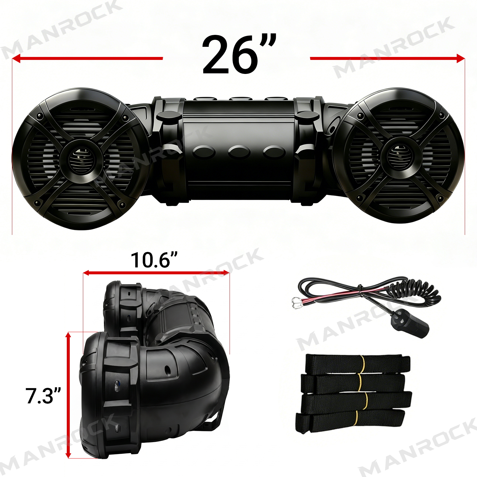 ATV/UTV 6.5‘’ Sound Bar 20 RGB Light Modes Speaker Sound System with Powerful Tweeters
