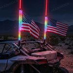 UTV ATV Laser LED Whip Lights RGB Whipless Flag Pole Light with Turn Signals 2PCS Universal Fit for 1.75"- 2" Roll Bars