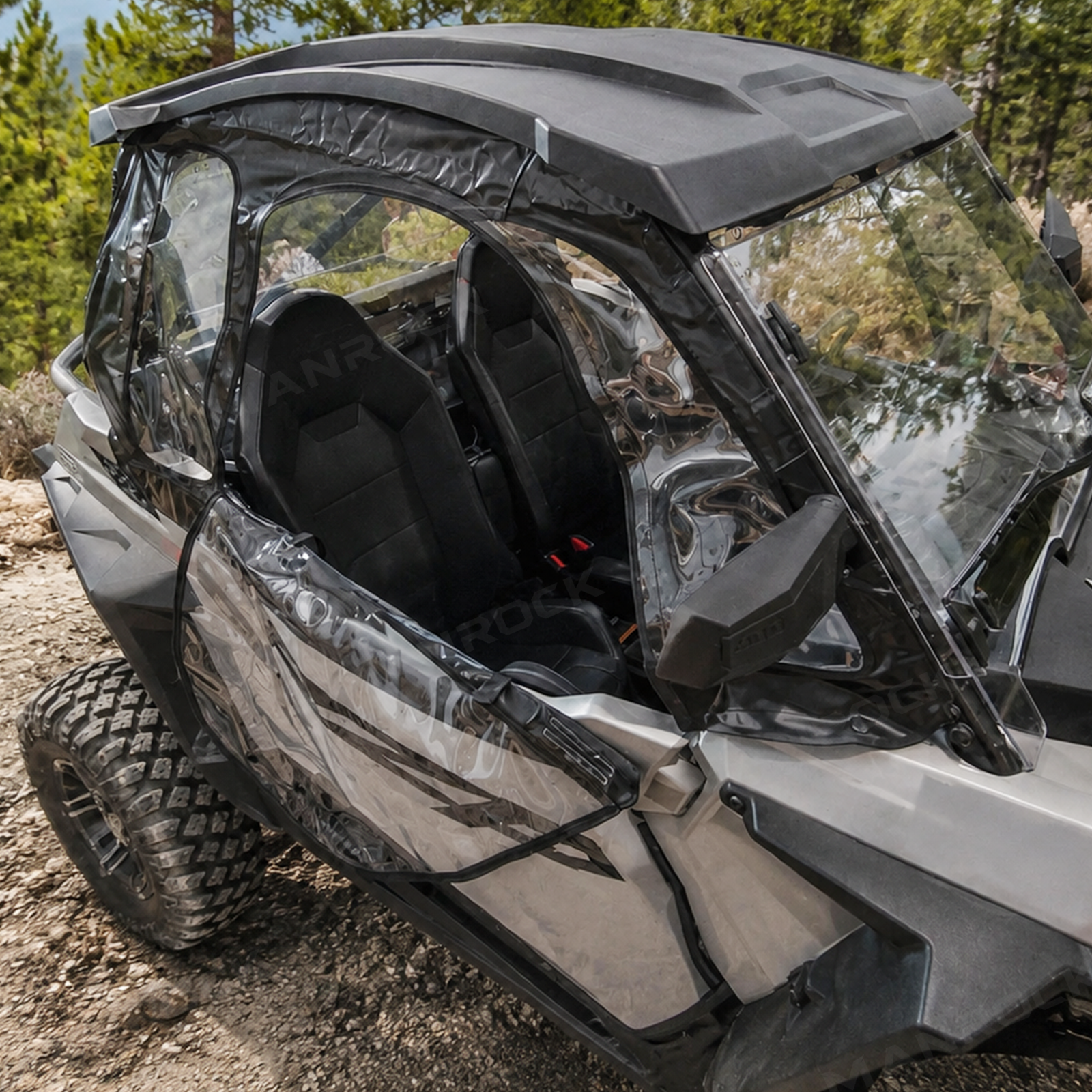 UTV Soft Cab Enclosure Upper Doors with Zipper Side Windows 2PCS for Polaris RZR