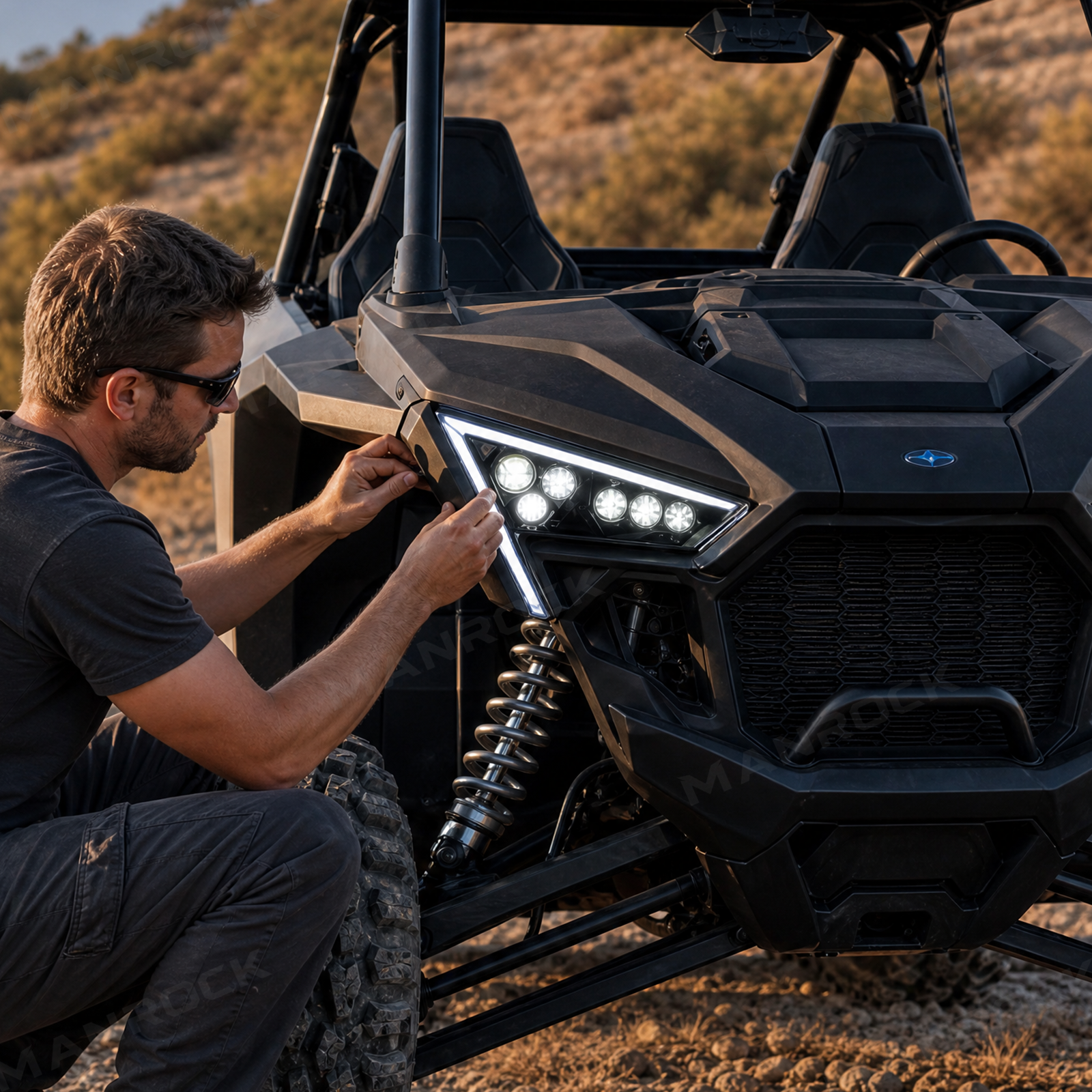 UTV LED Headlights Assembly With White Amber Headlamp for Polaris RZR