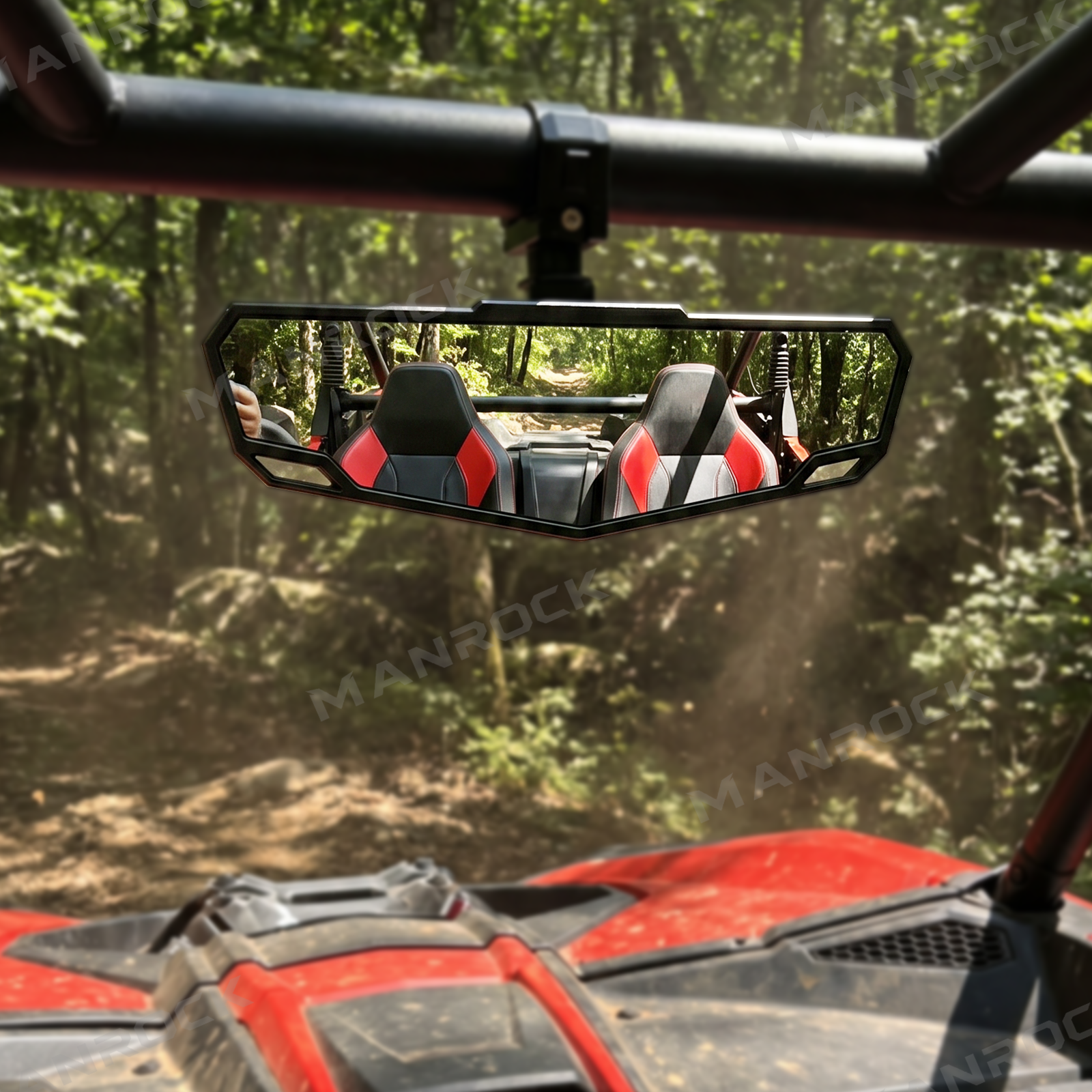 Adjustable Center Rearview Mirror for Polaris/ Can-Am/ UTV /ATV,  Universal Fit for 1.5"–2" Roll Bars