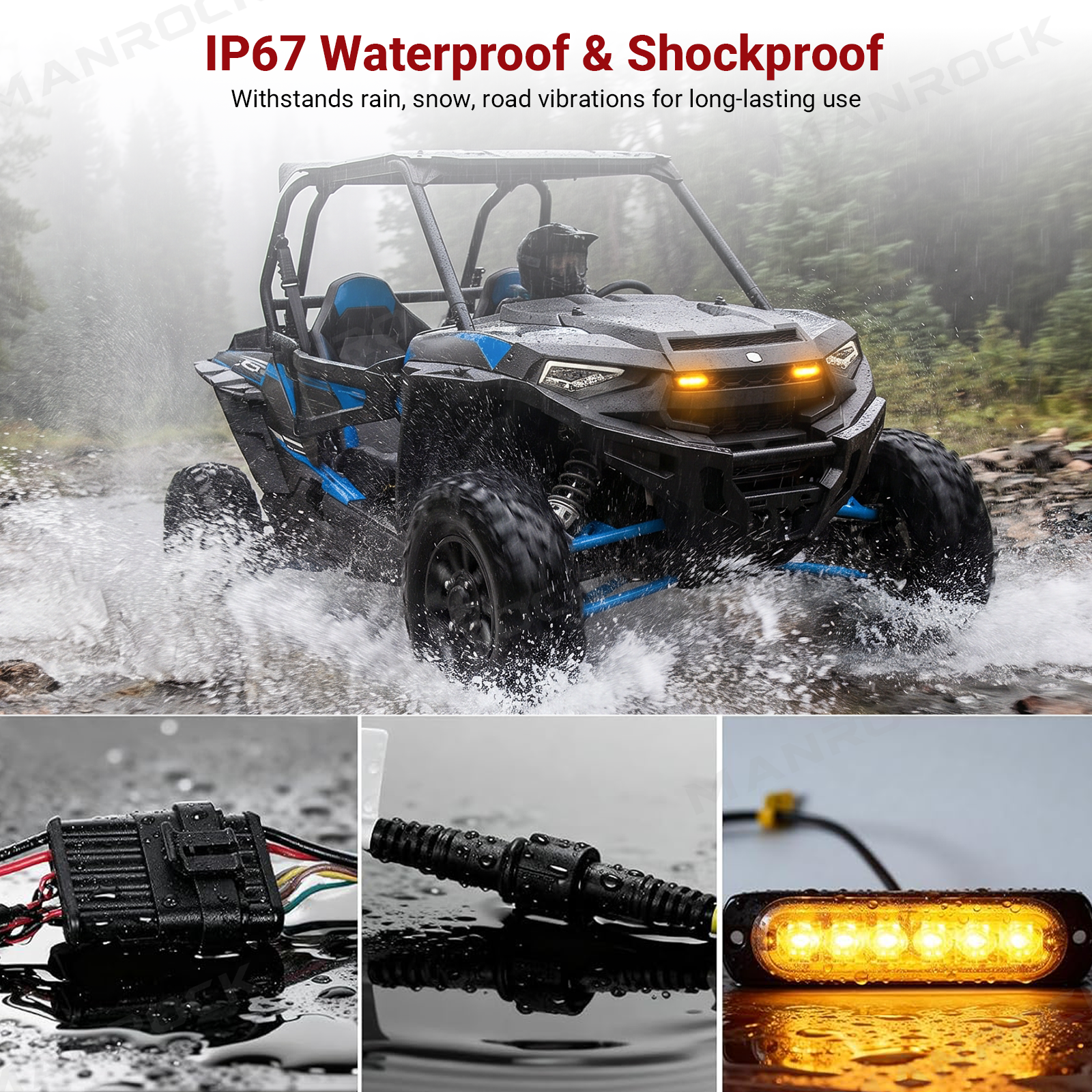 UTV ATV Turn Signal Kit with 110dB Horn Blinker Kit Universal Fit for Polaris / Can-Am / Teryx / CFMOTO