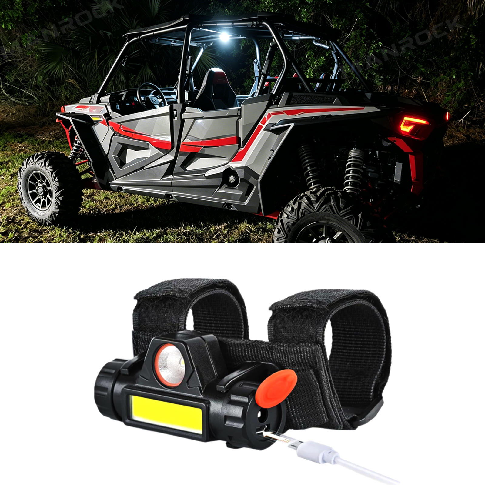 UTV ATV Dome Light 2-in-1 Spotlight & Floodlight Roll Bar Mount Light, Universal Fit for 1.25"-2.0" Roll Bar