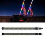 UTV ATV Laser LED Whip Lights RGB Whipless Flag Pole Light with Turn Signals 2PCS Universal Fit for 1.75"- 2" Roll Bars