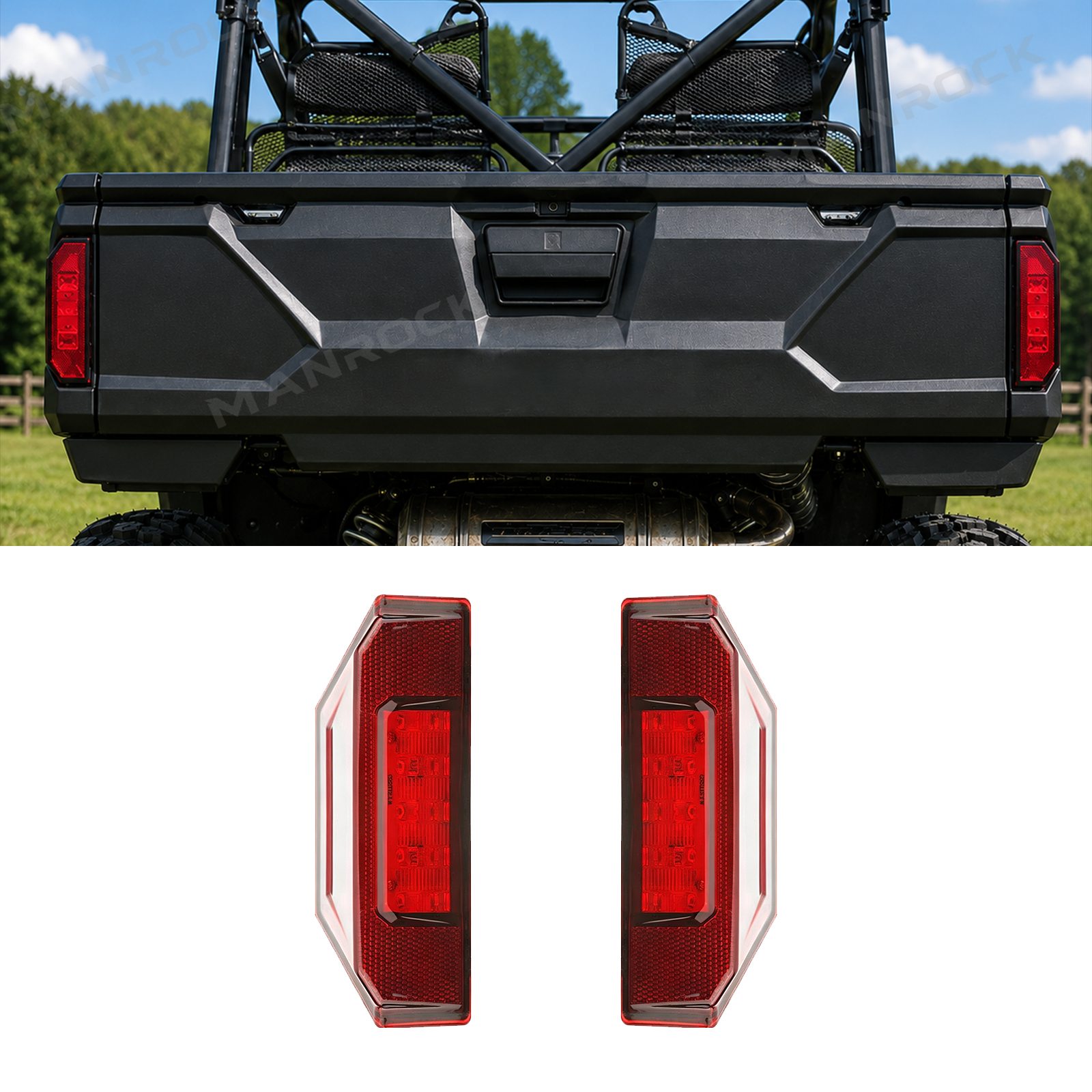 UTV LED Tail Light Assembly Red Taillight Rear Lights 2PCS for Polaris Ranger