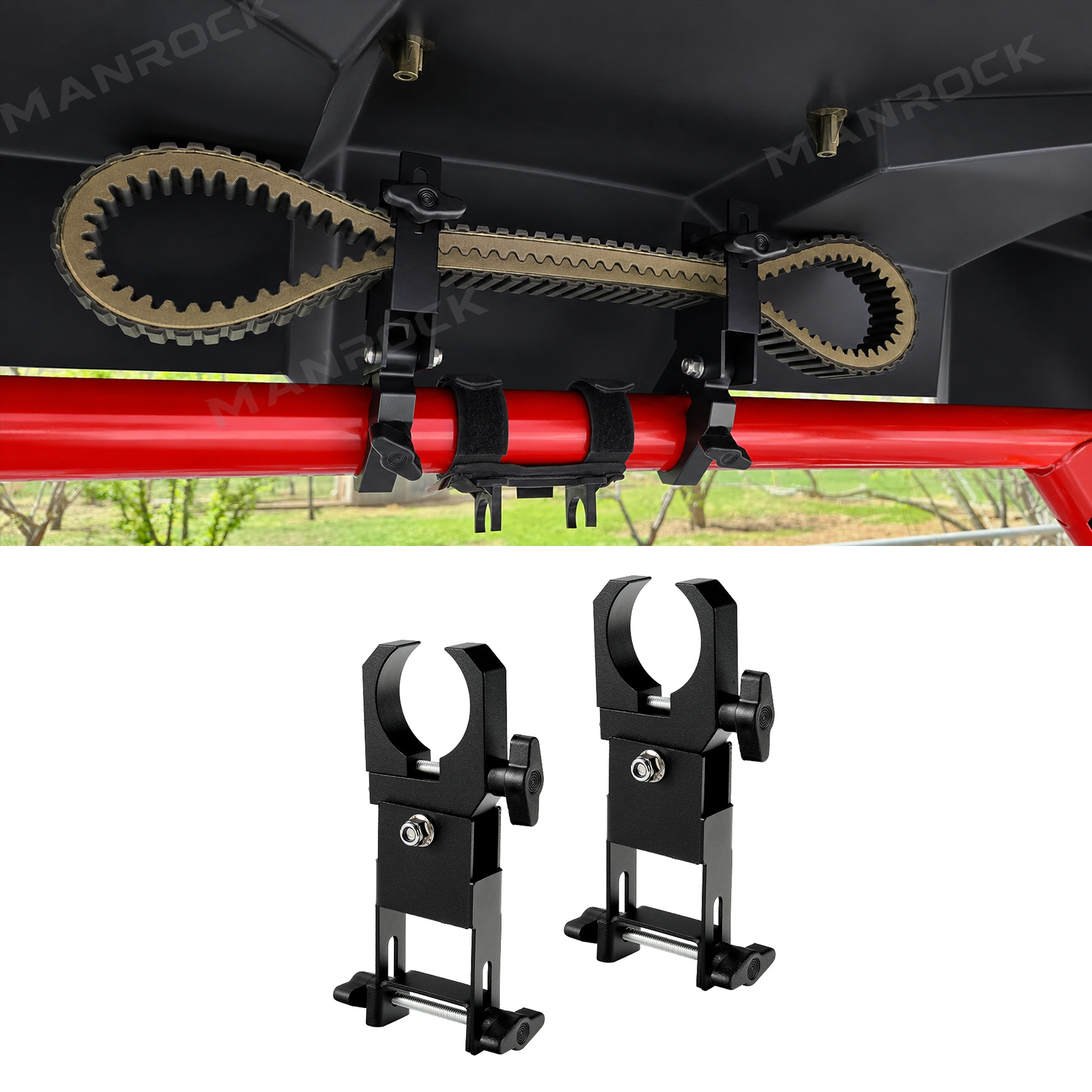 UTV Spare Belt Holder CVT Drive Belt Mount 2PCS Universal Fit for 1.5"-2" Roll Bars