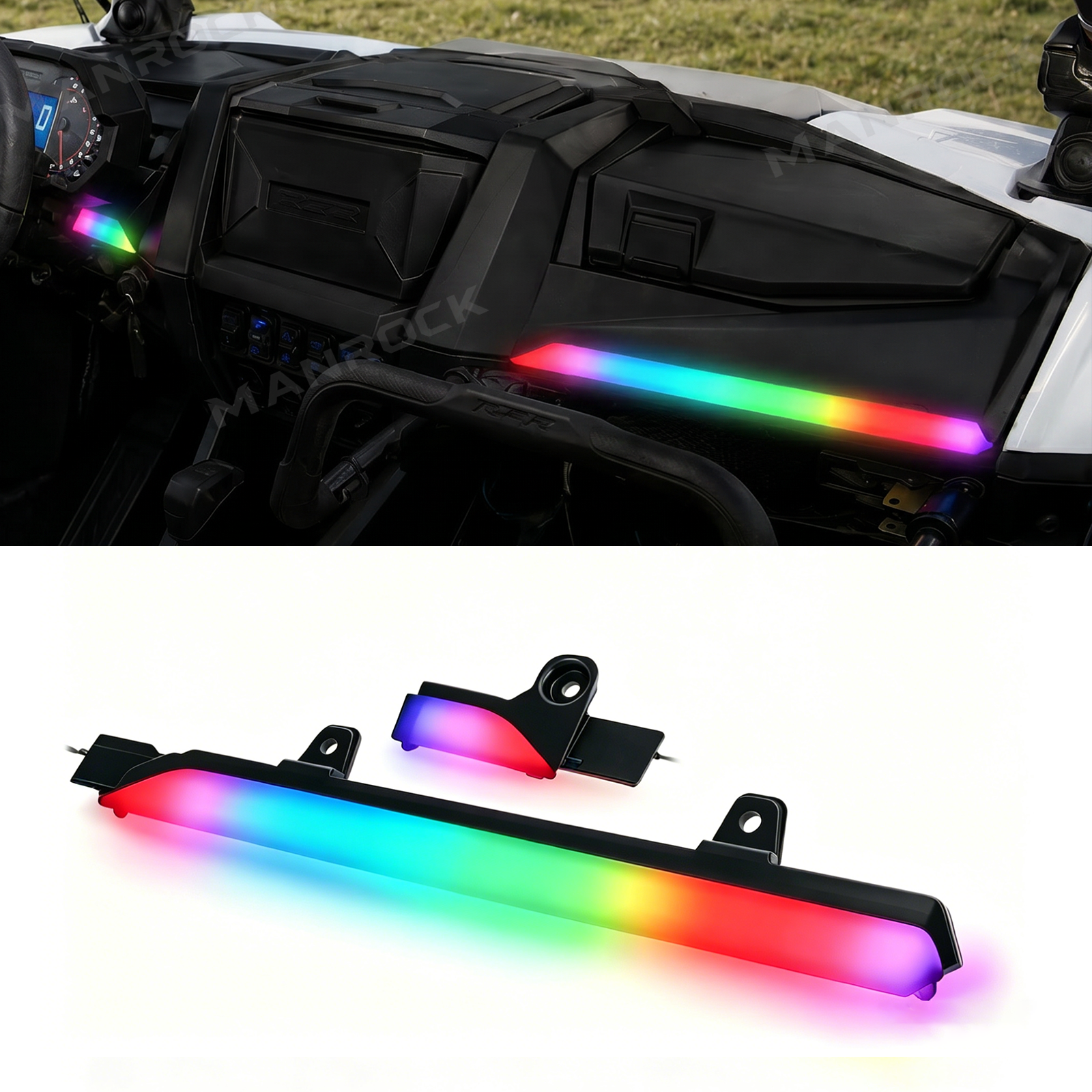 UTV 15" Dash Lights RGB Chasing Dashboard Light Bar Fit for Polaris RZR