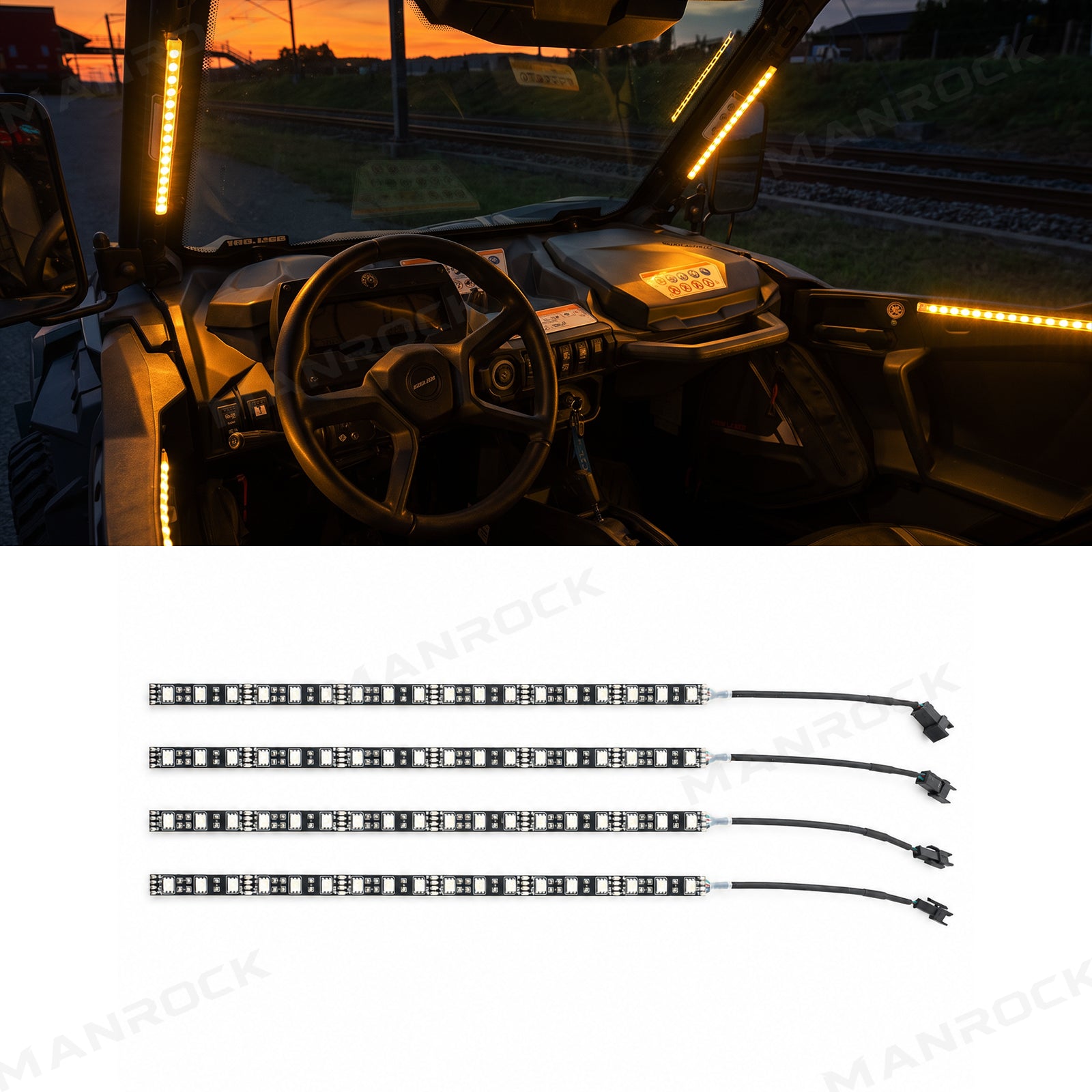 Manrock RGB Interior Light Strips LED Accent Lighting Kit Universal Fit for UTV / ATV