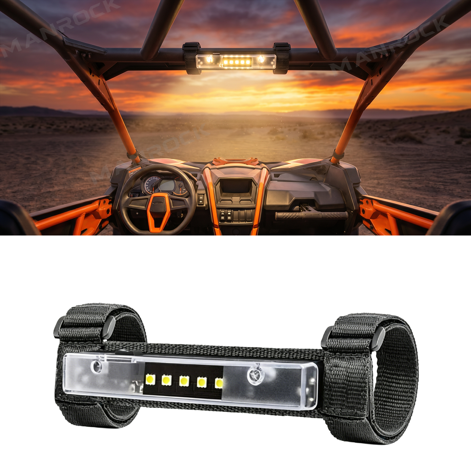 UTV ATV Magnetic Dome Light Roll Bar Mount Interior LED Lights, Universal Fit for 1.5"–4" Roll Bars