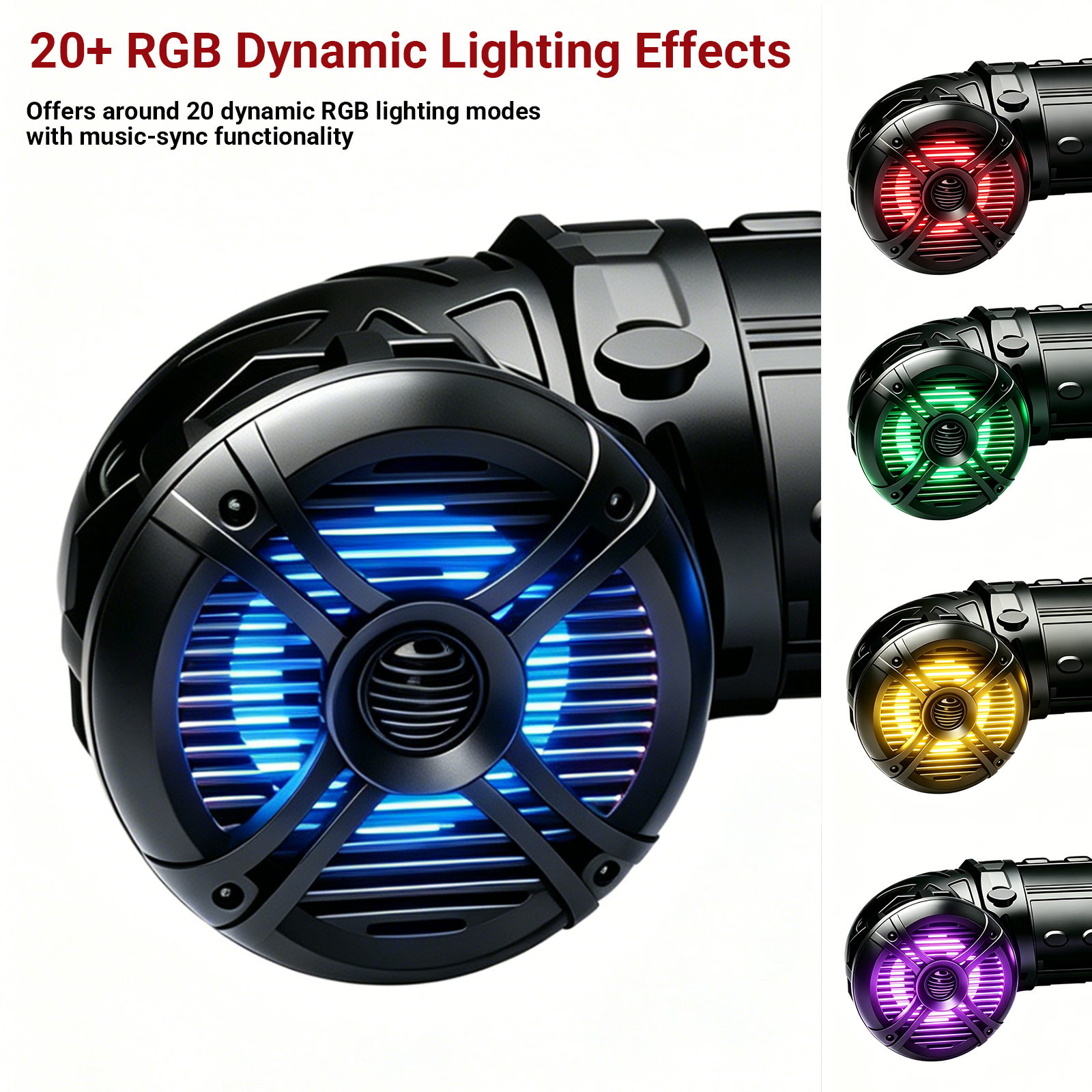 MANROCK 6.5‘’ Sound Bar for ATV/UTV 20 RGB Light Modes Speaker Sound System with Powerful Tweeters