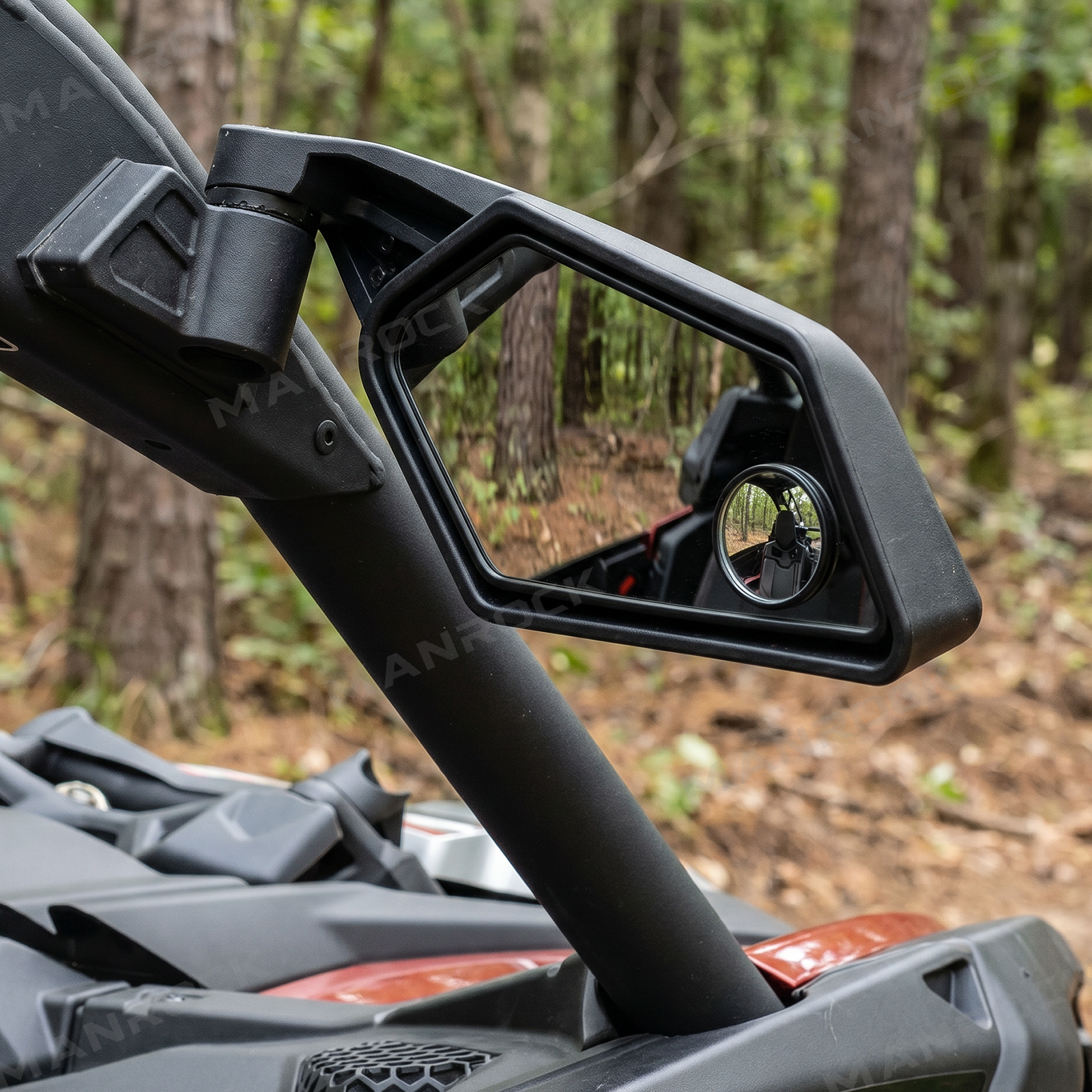 UTV Side Mirrors Folding Adjustable Side View Mirrors with Blind Spot Mirrors 2PCS for Can-Am Maverick X3 / X3 Max